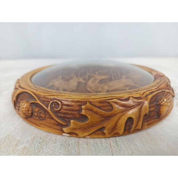 Orn A Craft Vintage Chalkware Deer Buck And Doe With Glass Dome Shelf/Desk Decor - Picture 6 of 10